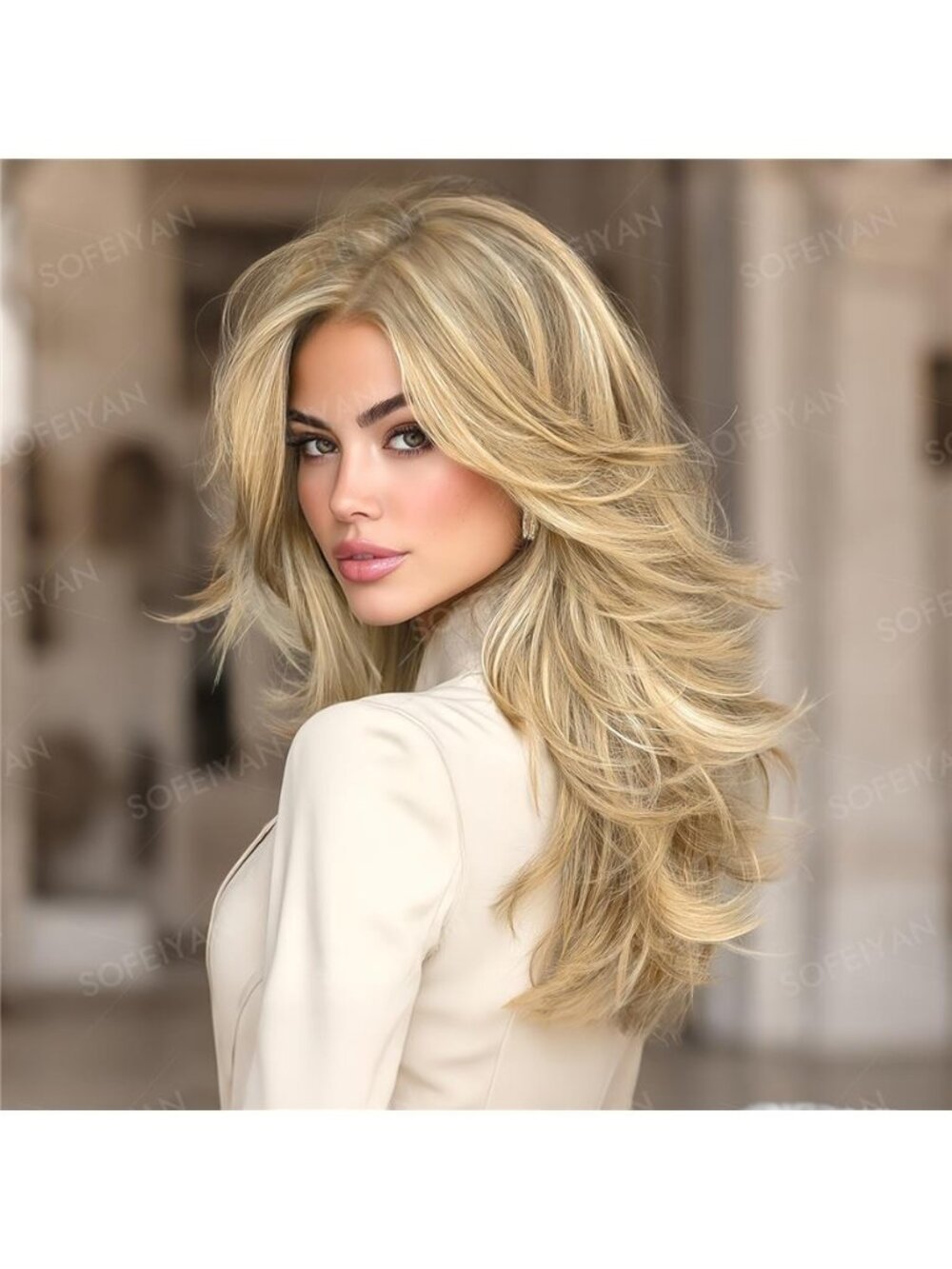 Blonde Highlights Wig Suitable for Women with Net - Natural Looking